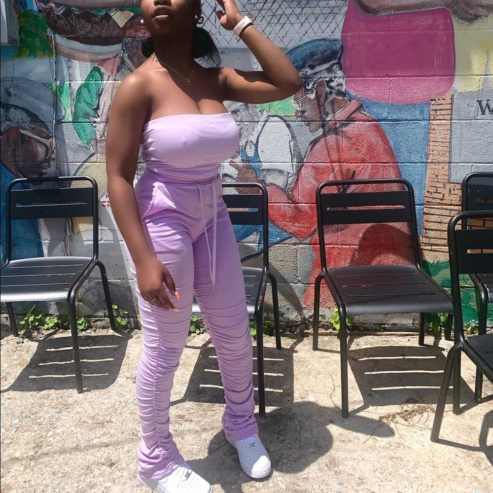 Stacked Joggers Leggings Pants Women Junior Purple